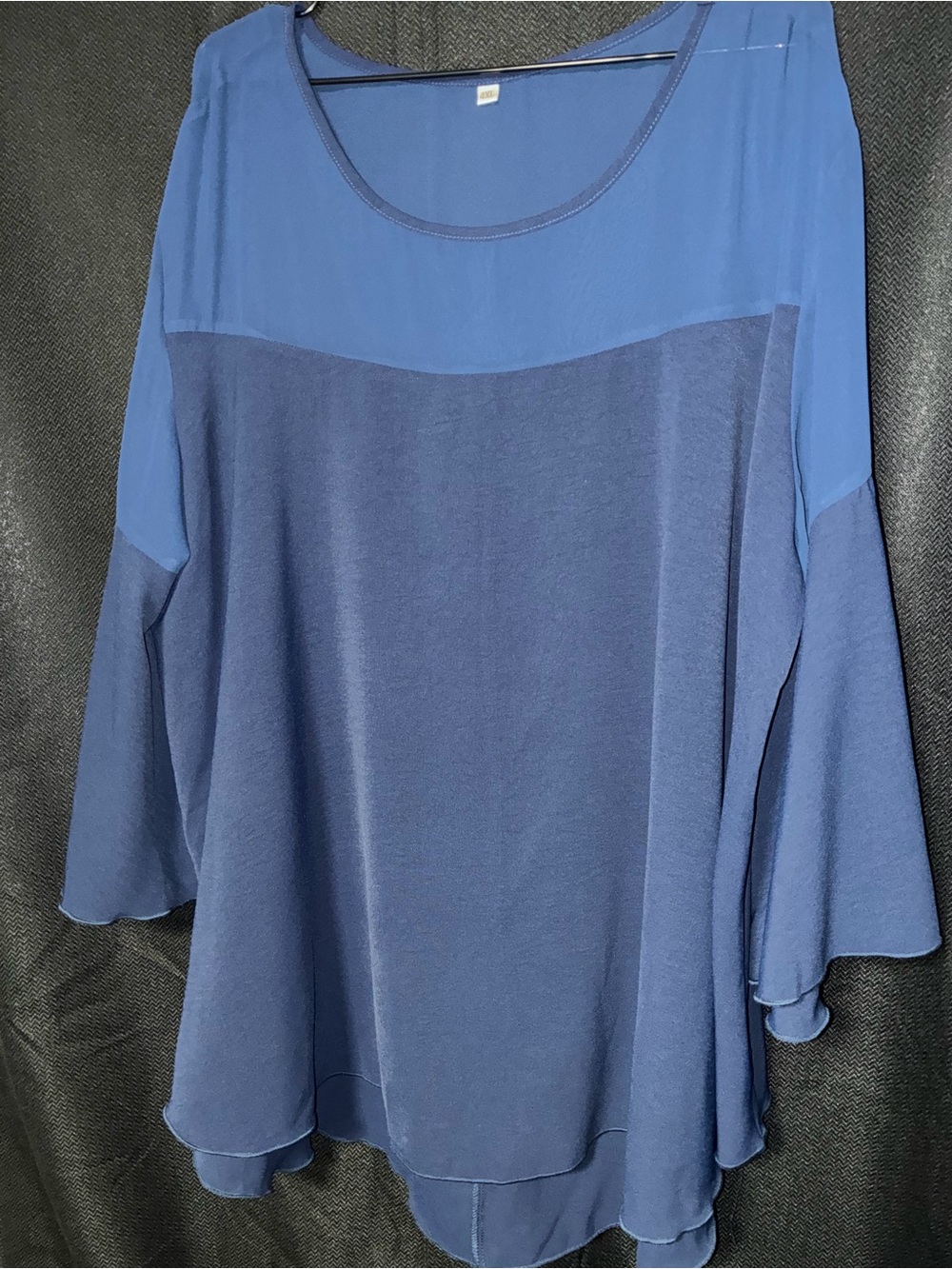 Women's Navy Blue Flowing Scoop Neck Top 4X